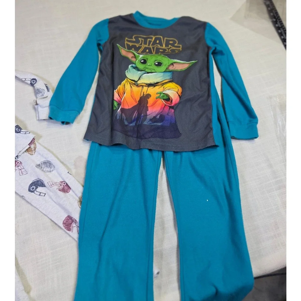 Star Wars Grogu & Carters Football Pajamas Bundle Boys Size 6 7 Sleepwear Set